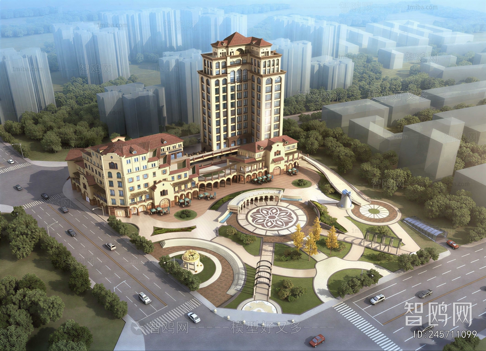 European Style Architectural Bird's-eye View Planning