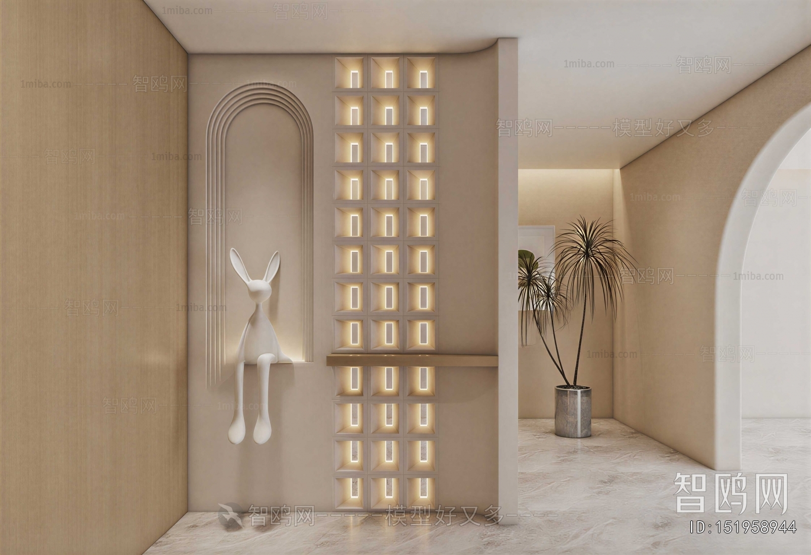 Modern Wabi-sabi Style Hallway