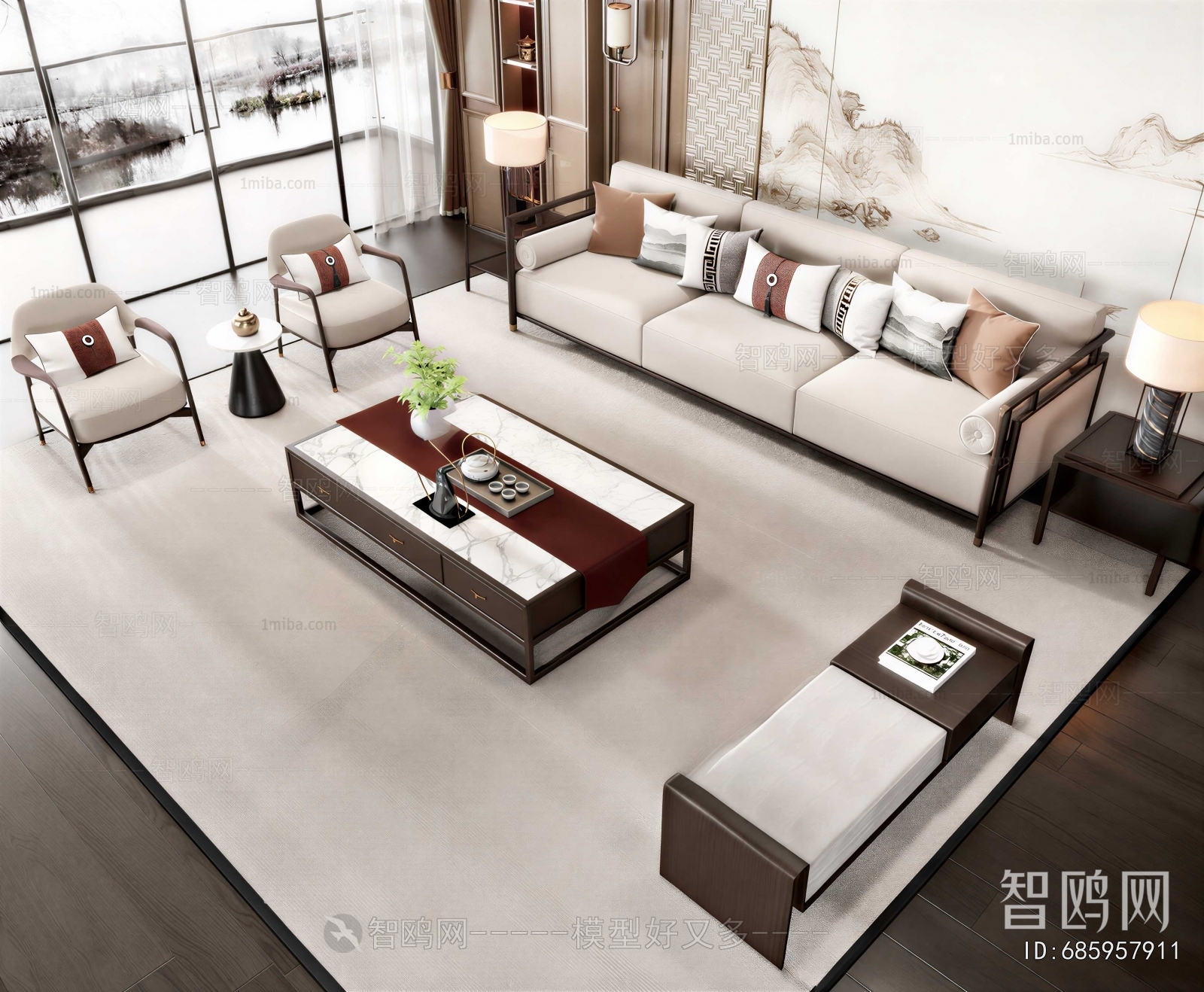 New Chinese Style Sofa Combination