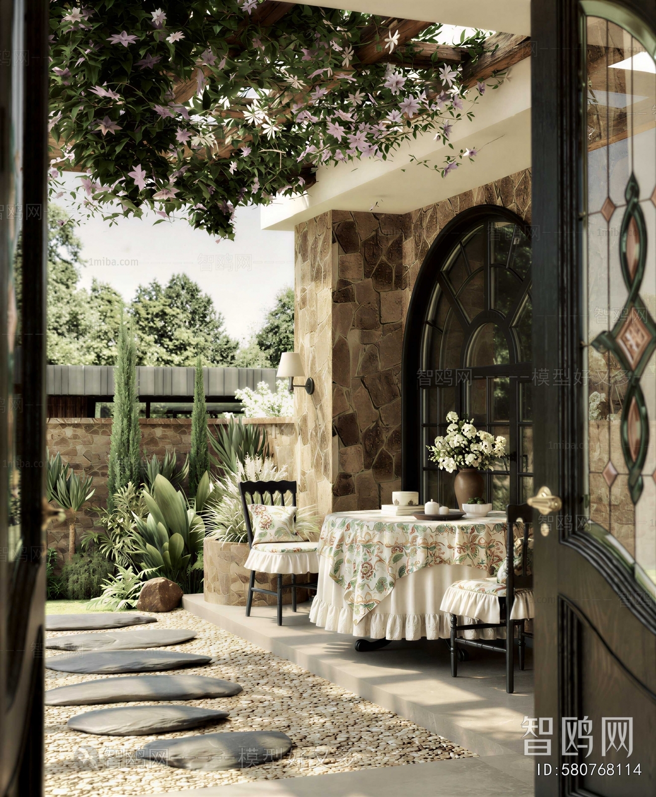 French Style Courtyard/landscape