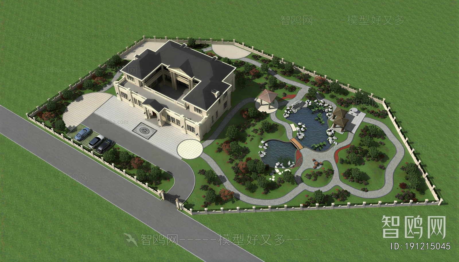 New Chinese Style Architectural Bird's-eye View Planning