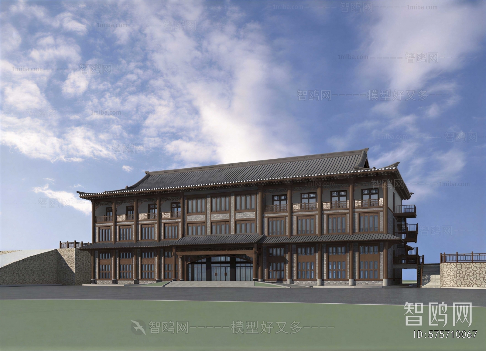 New Chinese Style Appearance Of Commercial Building