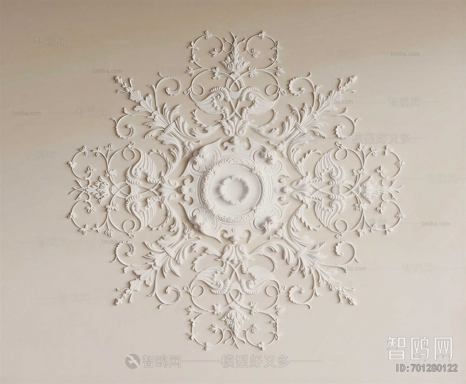 French Style Plaster Carved Top Plate