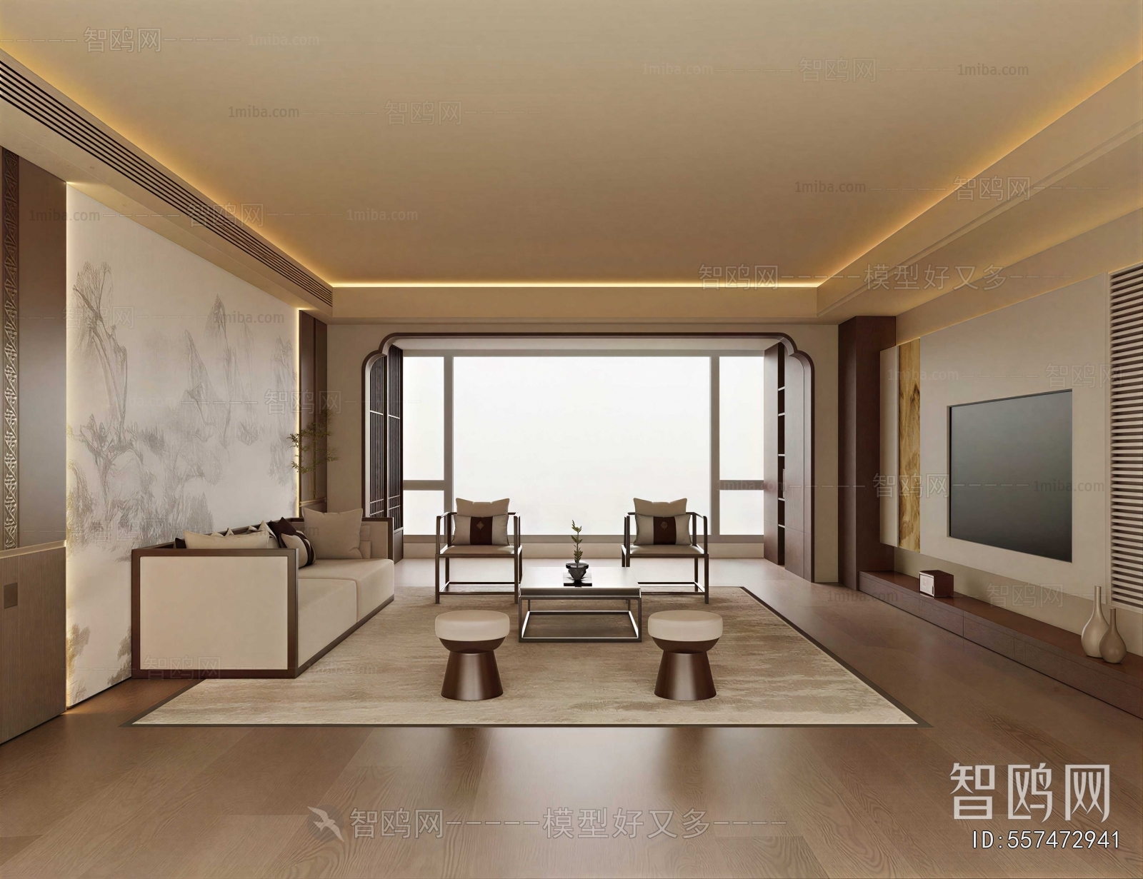 New Chinese Style A Living Room