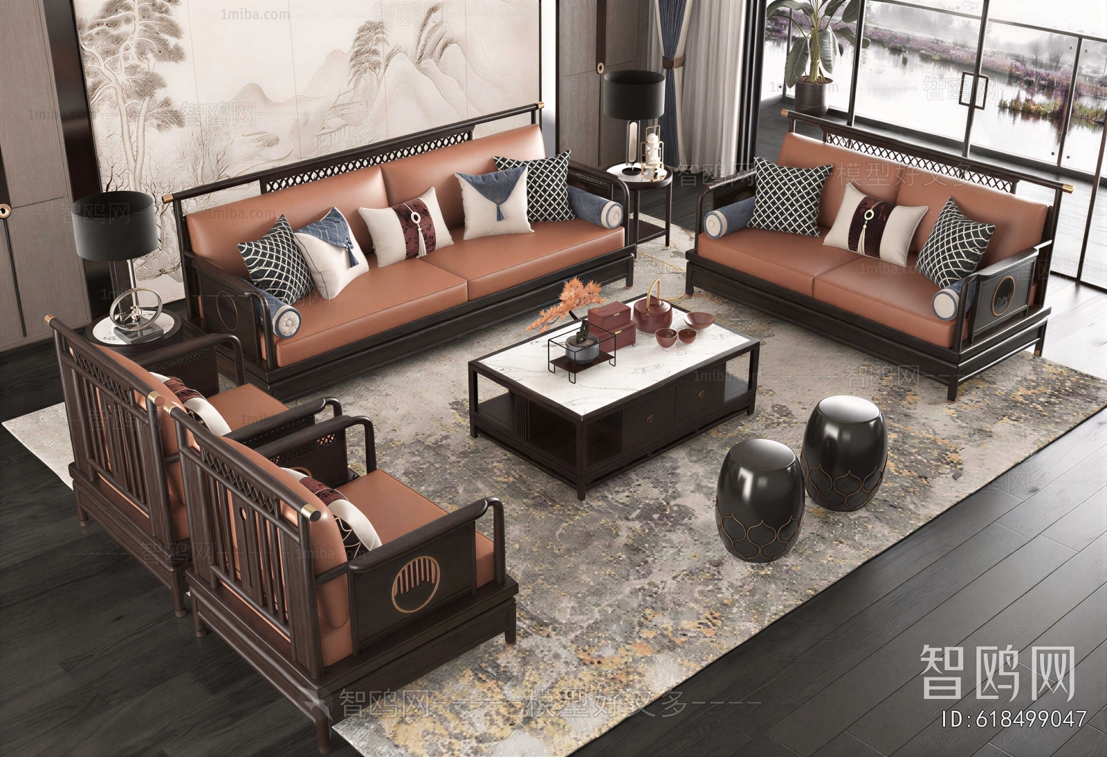 New Chinese Style Sofa Combination