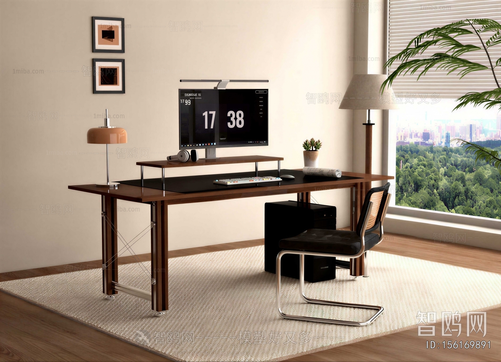 New Chinese Style Computer Desk And Chair