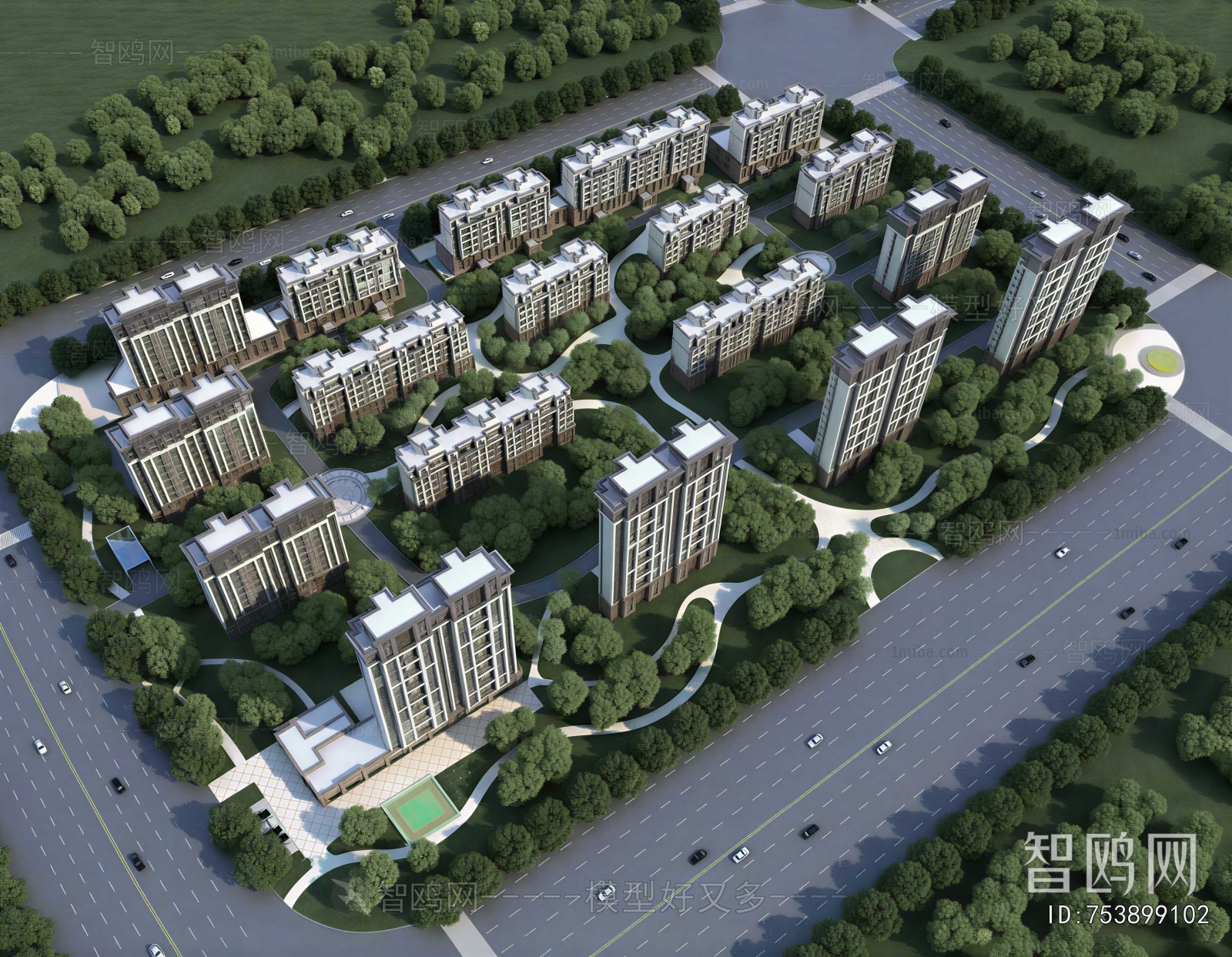 Modern Architectural Bird's-eye View Planning
