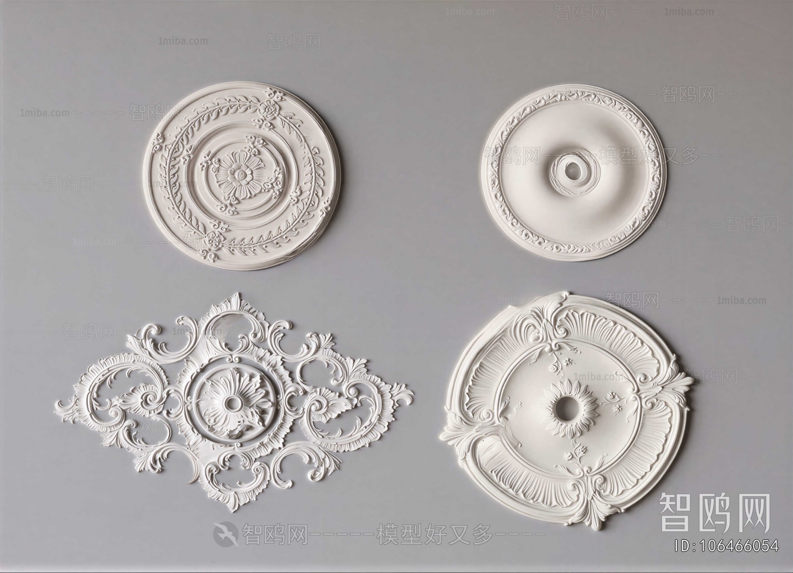 French Style Plaster Carved Top Plate