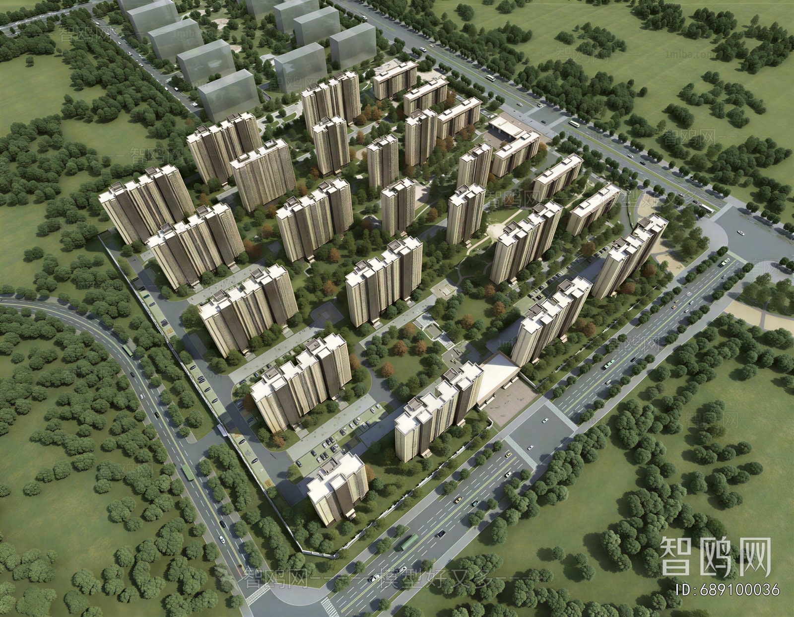 New Chinese Style Architectural Bird's-eye View Planning