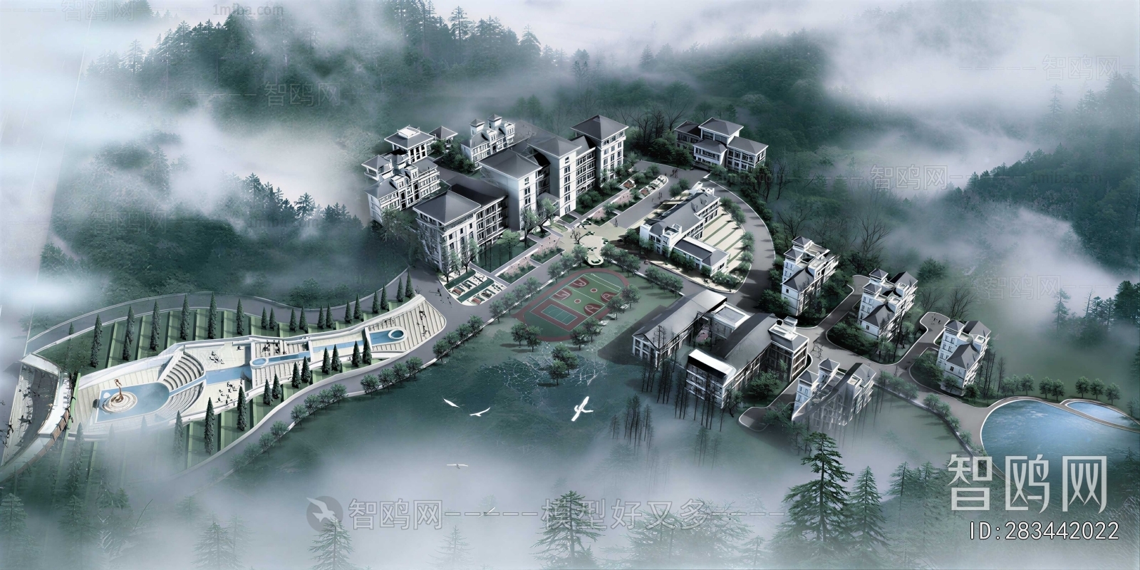 Modern Architectural Bird's-eye View Planning