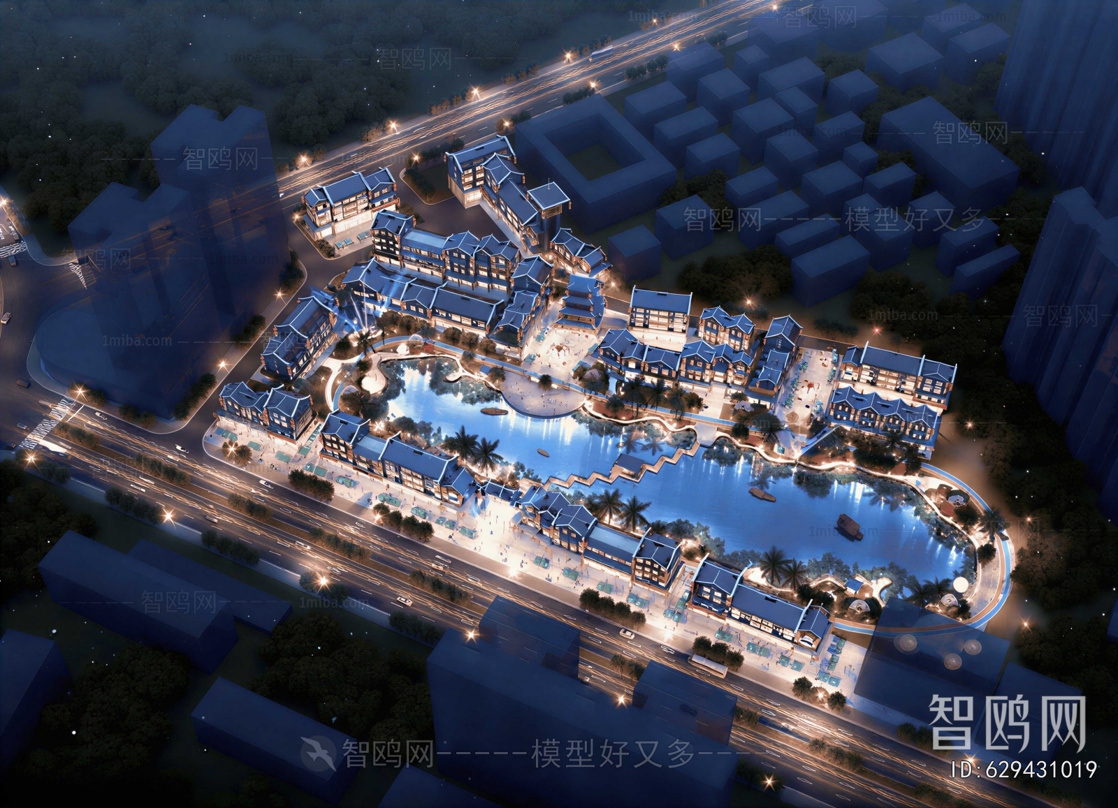 New Chinese Style Architectural Bird's-eye View Planning