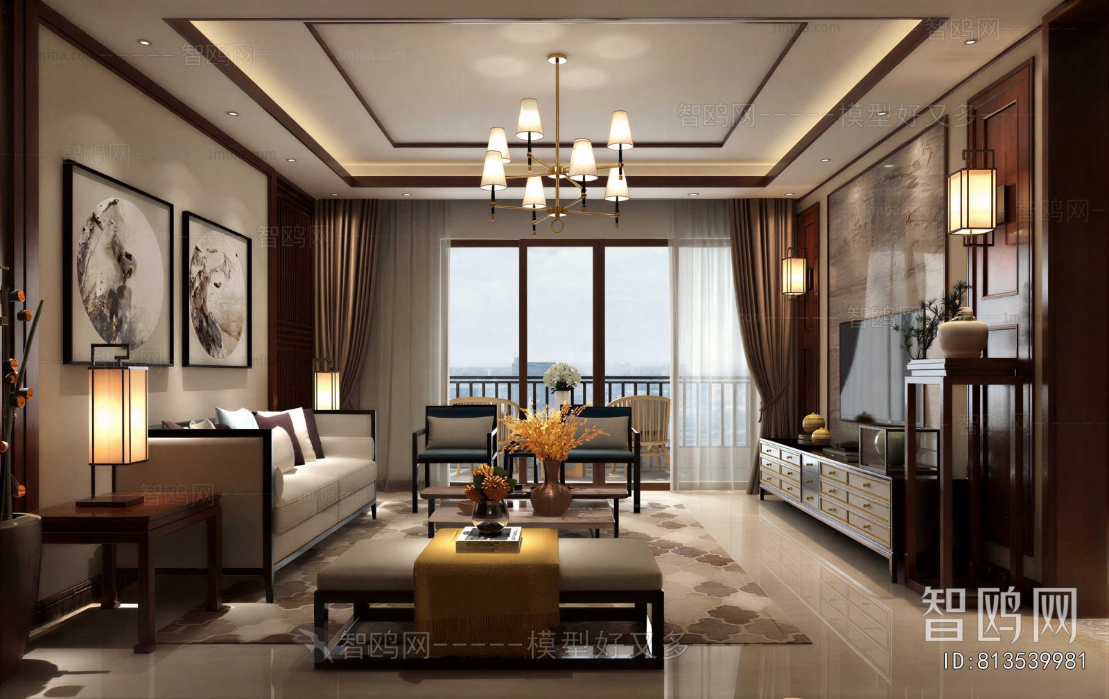 New Chinese Style A Living Room