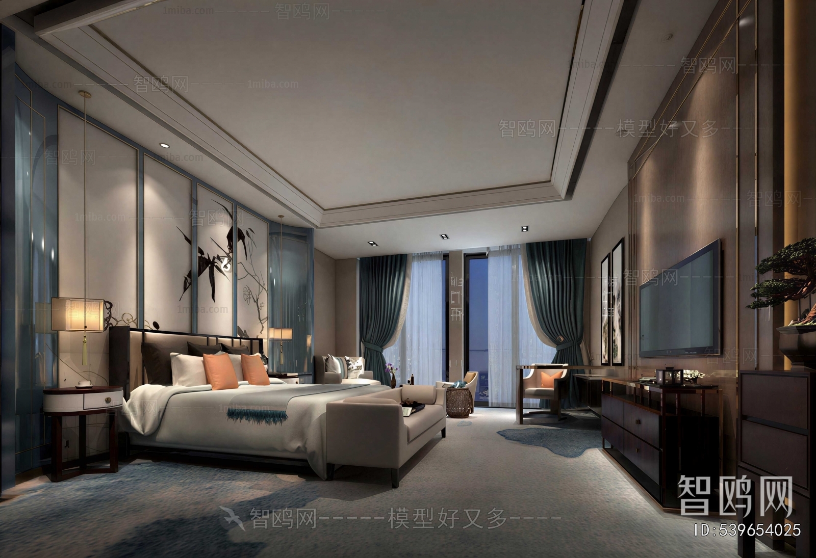 New Chinese Style Bedroom
