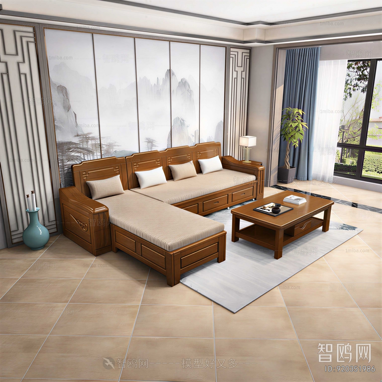 New Chinese Style Multi Person Sofa