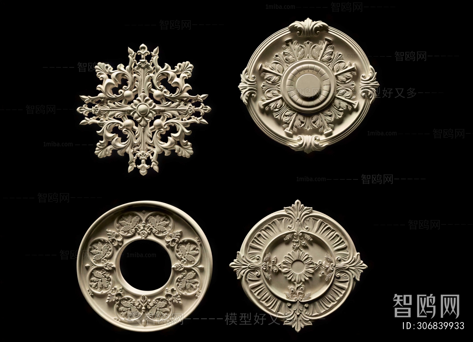 European Style Plaster Carved Top Plate