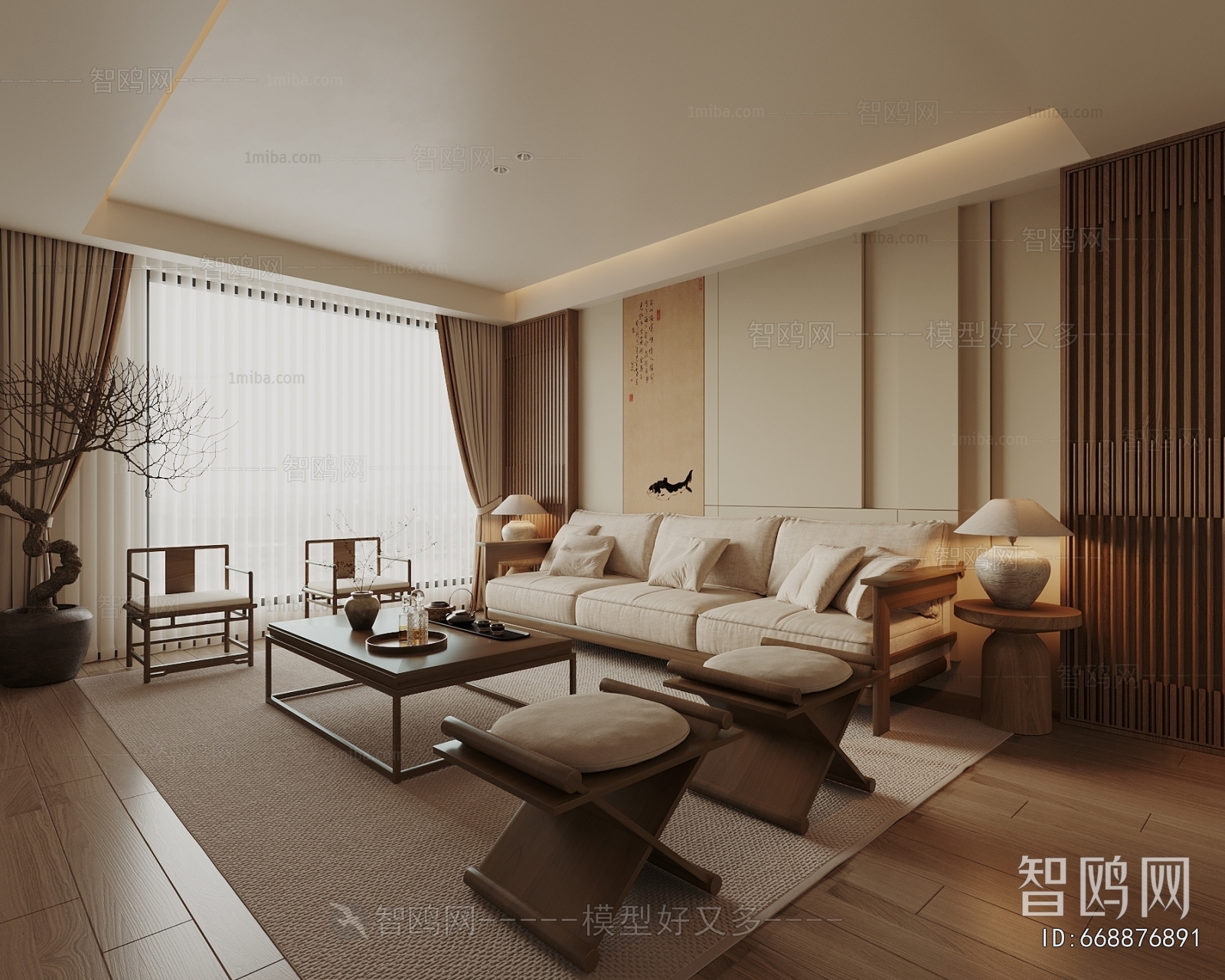 New Chinese Style A Living Room