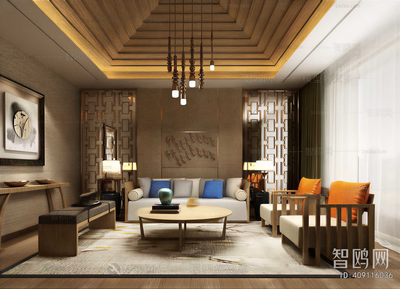 New Chinese Style A Living Room