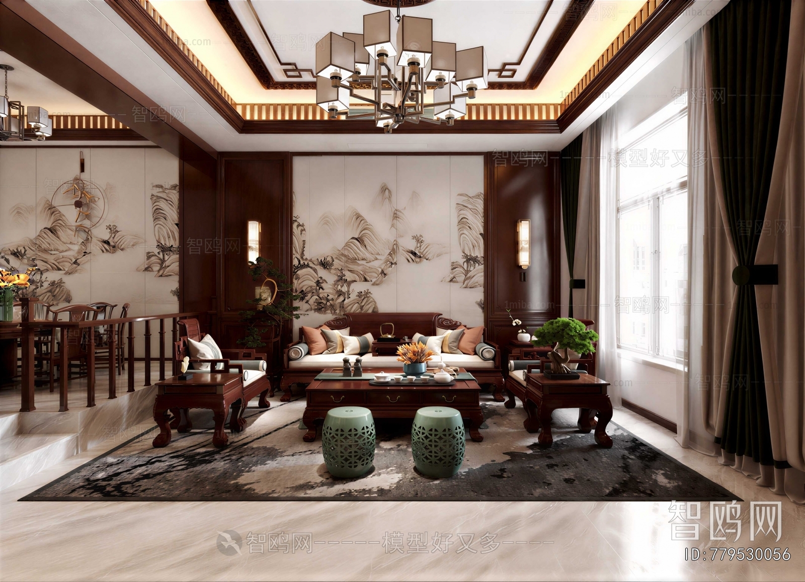 New Chinese Style A Living Room