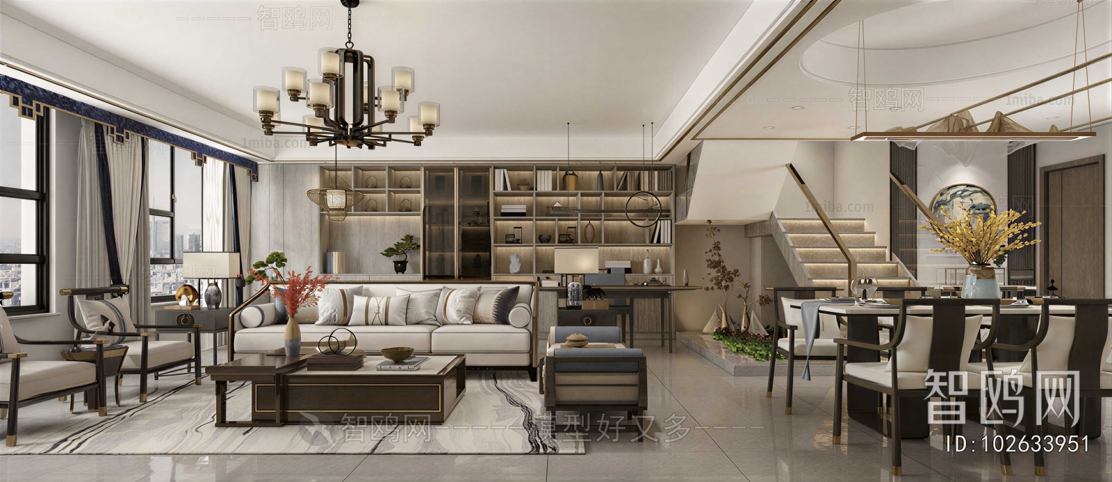 New Chinese Style A Living Room