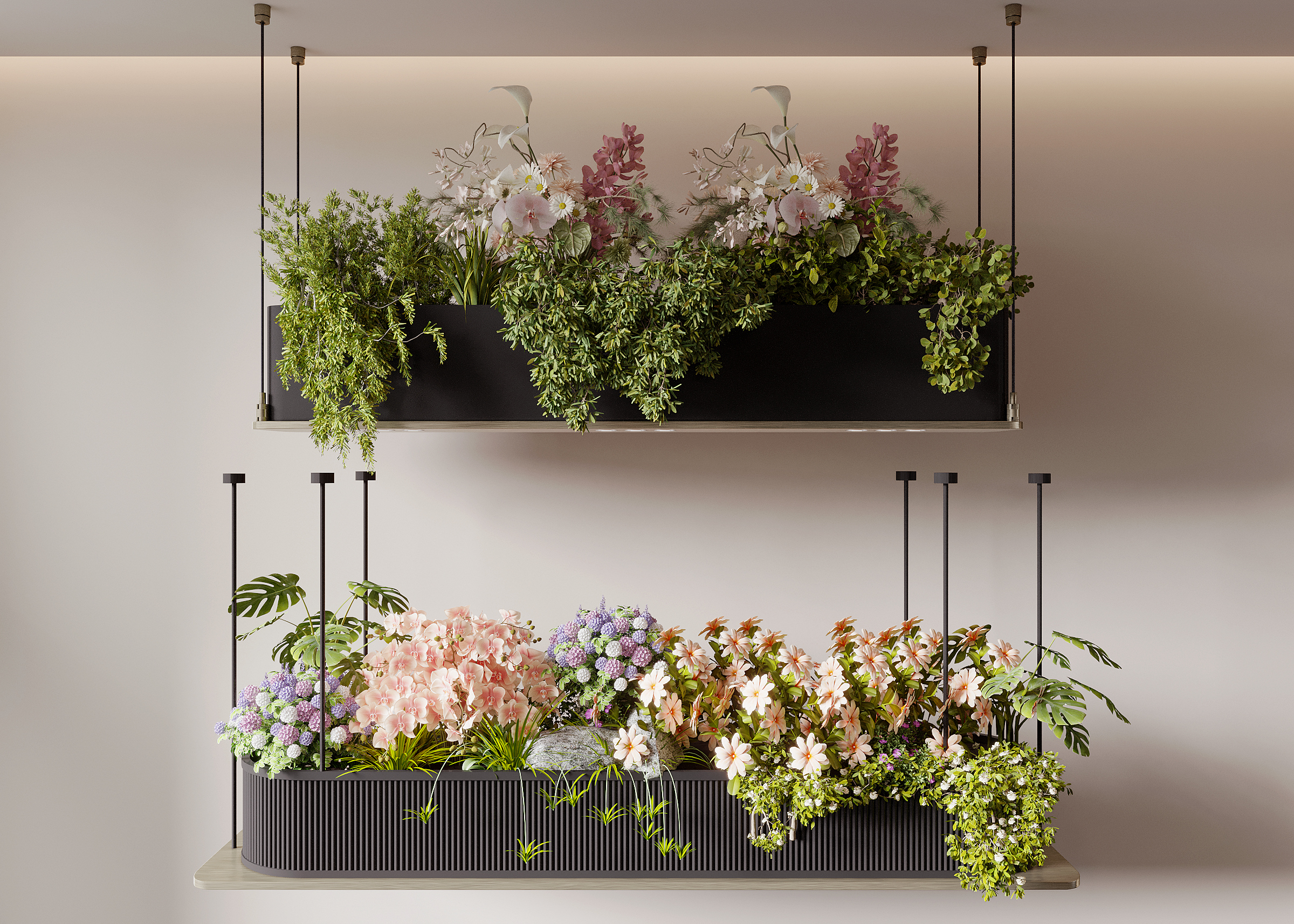 现代吊篮绿植su模型下载