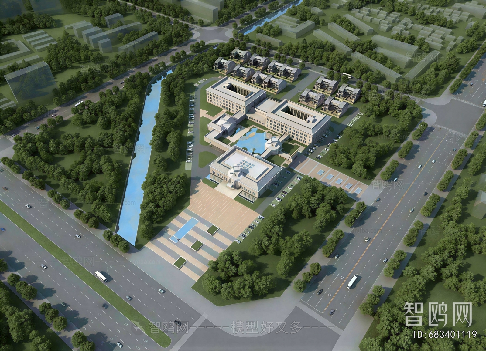 Modern Architectural Bird's-eye View Planning