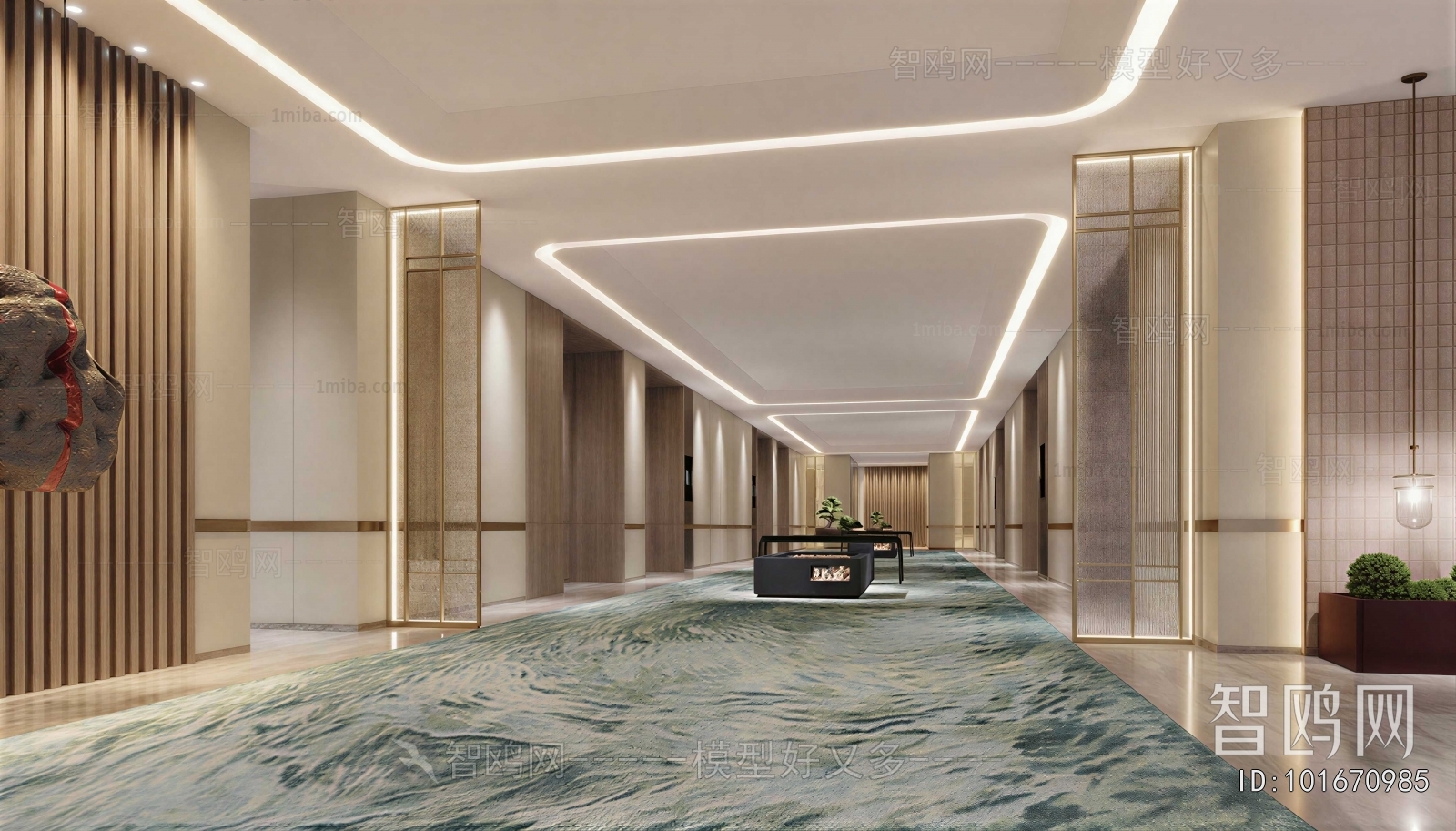 New Chinese Style Corridor Elevator Hall