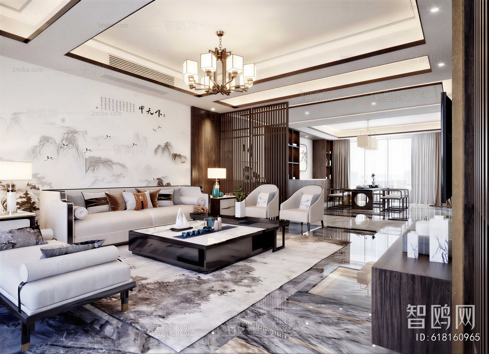 New Chinese Style A Living Room
