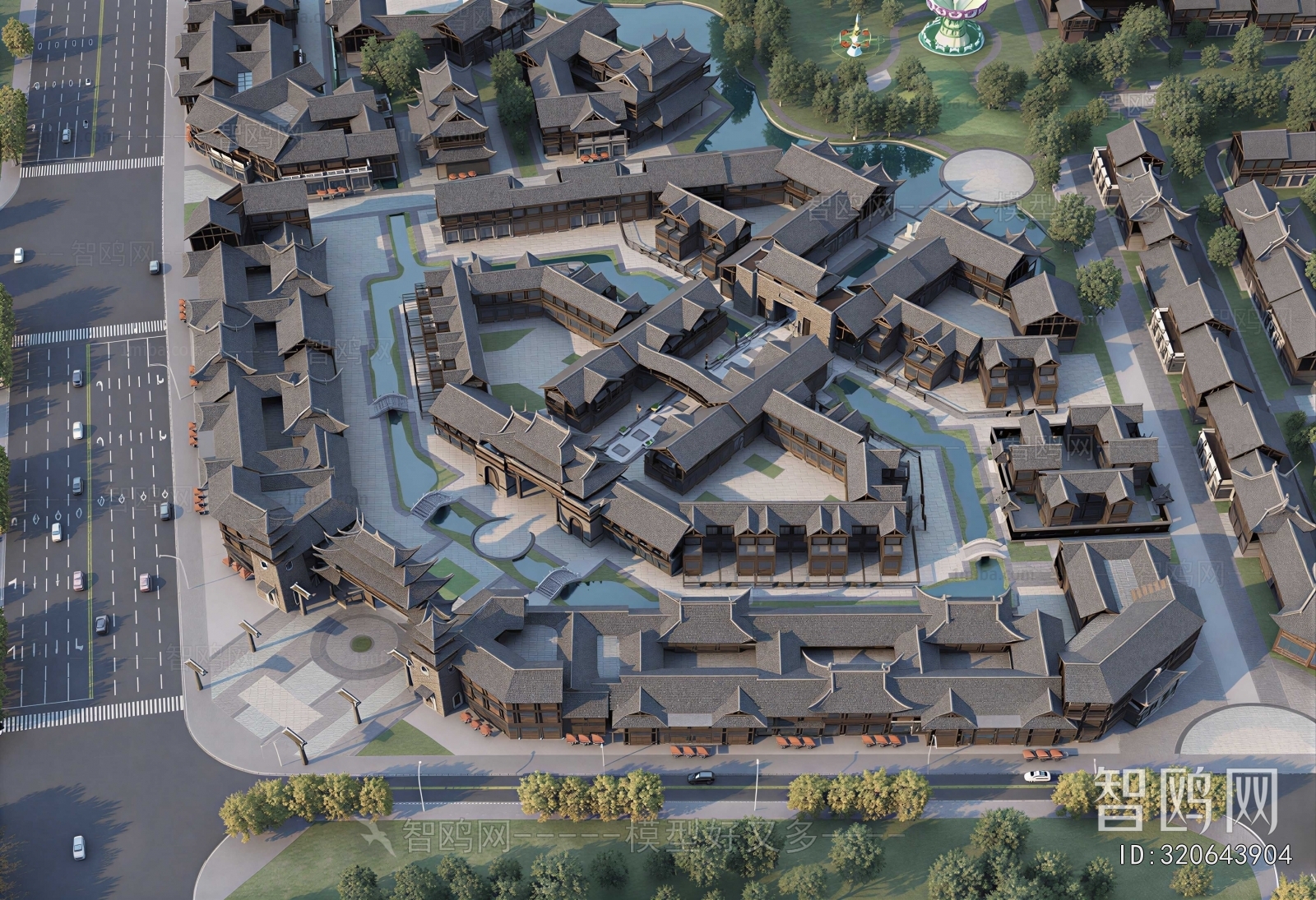 New Chinese Style Architectural Bird's-eye View Planning