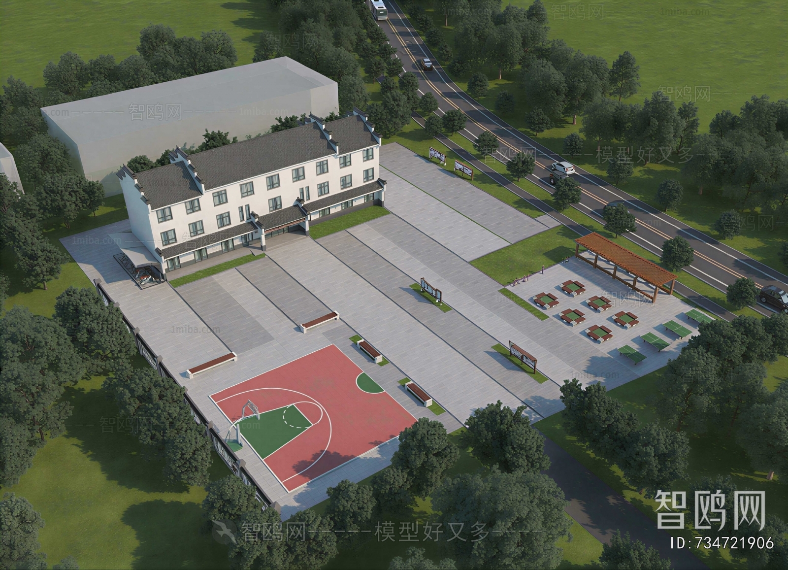 Modern Architectural Bird's-eye View Planning