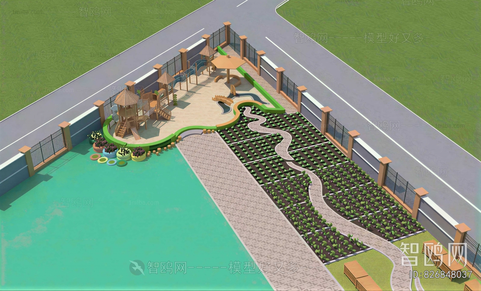 Modern Outdoor Space In Kindergarten