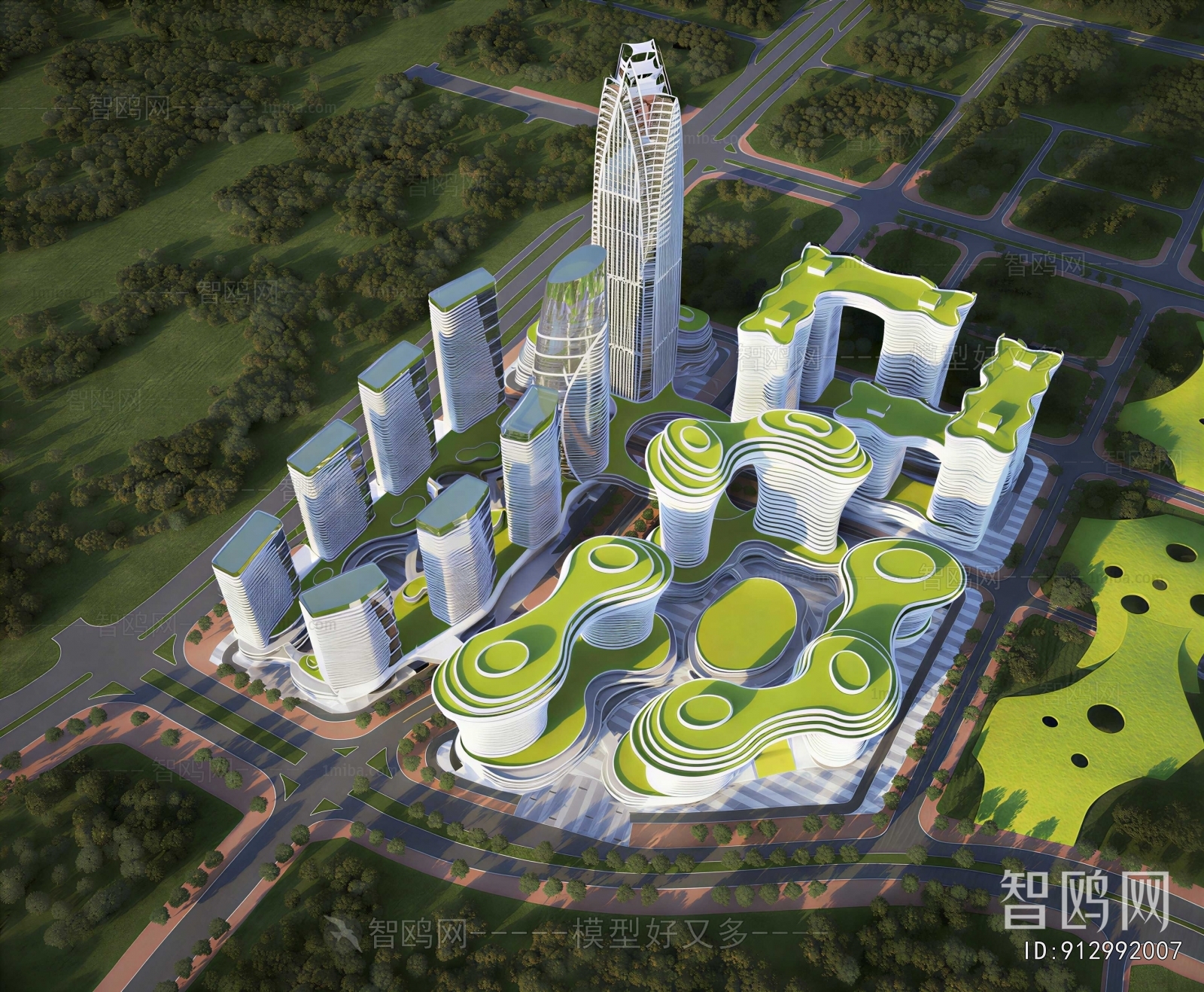 New Chinese Style Architectural Bird's-eye View Planning