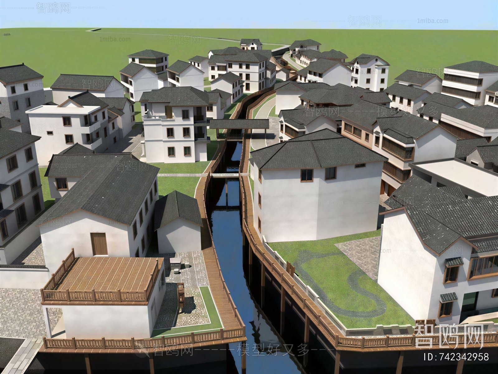 New Chinese Style Architectural Bird's-eye View Planning