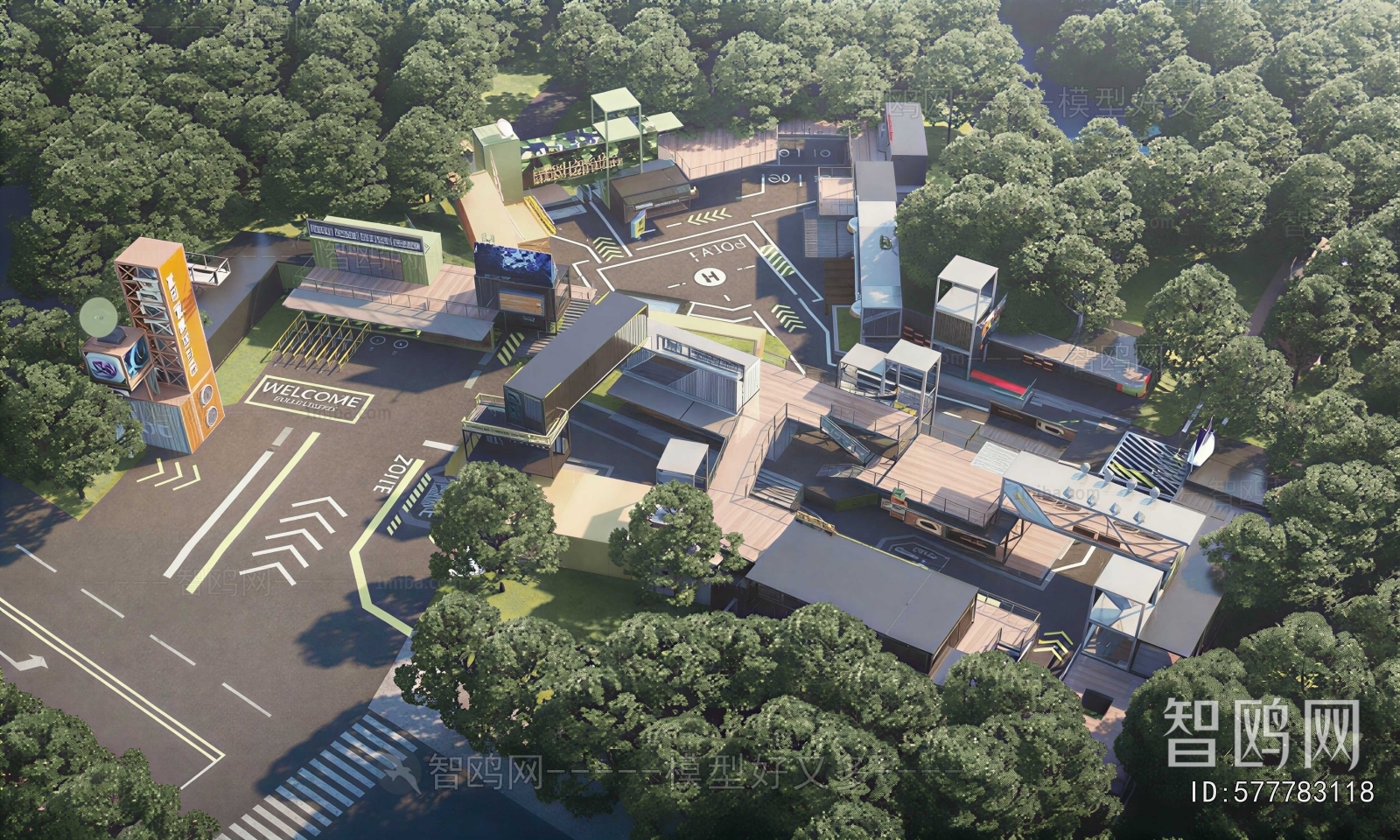 Modern Architectural Bird's-eye View Planning