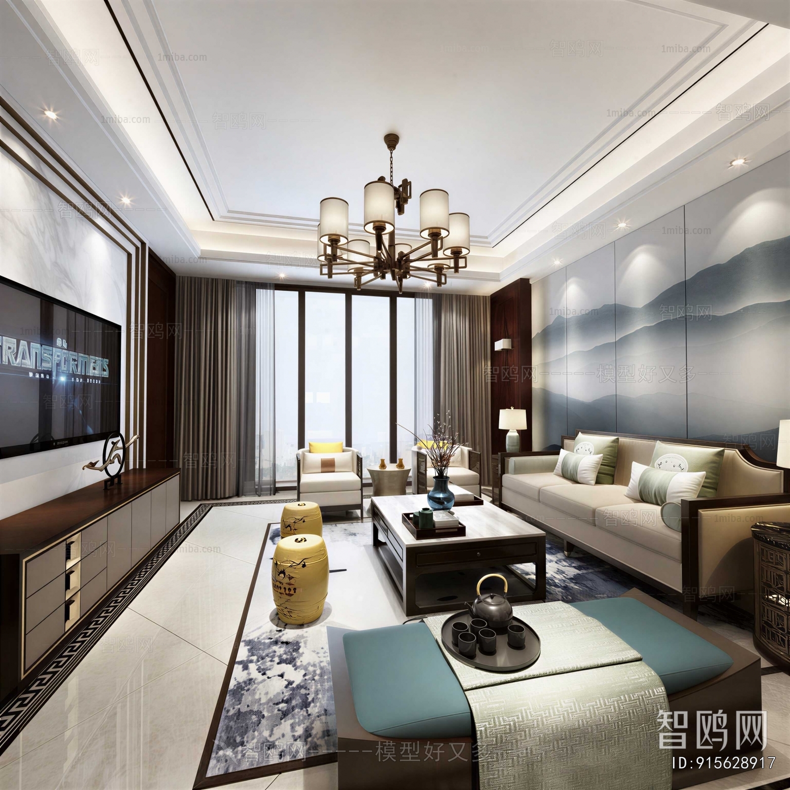New Chinese Style A Living Room