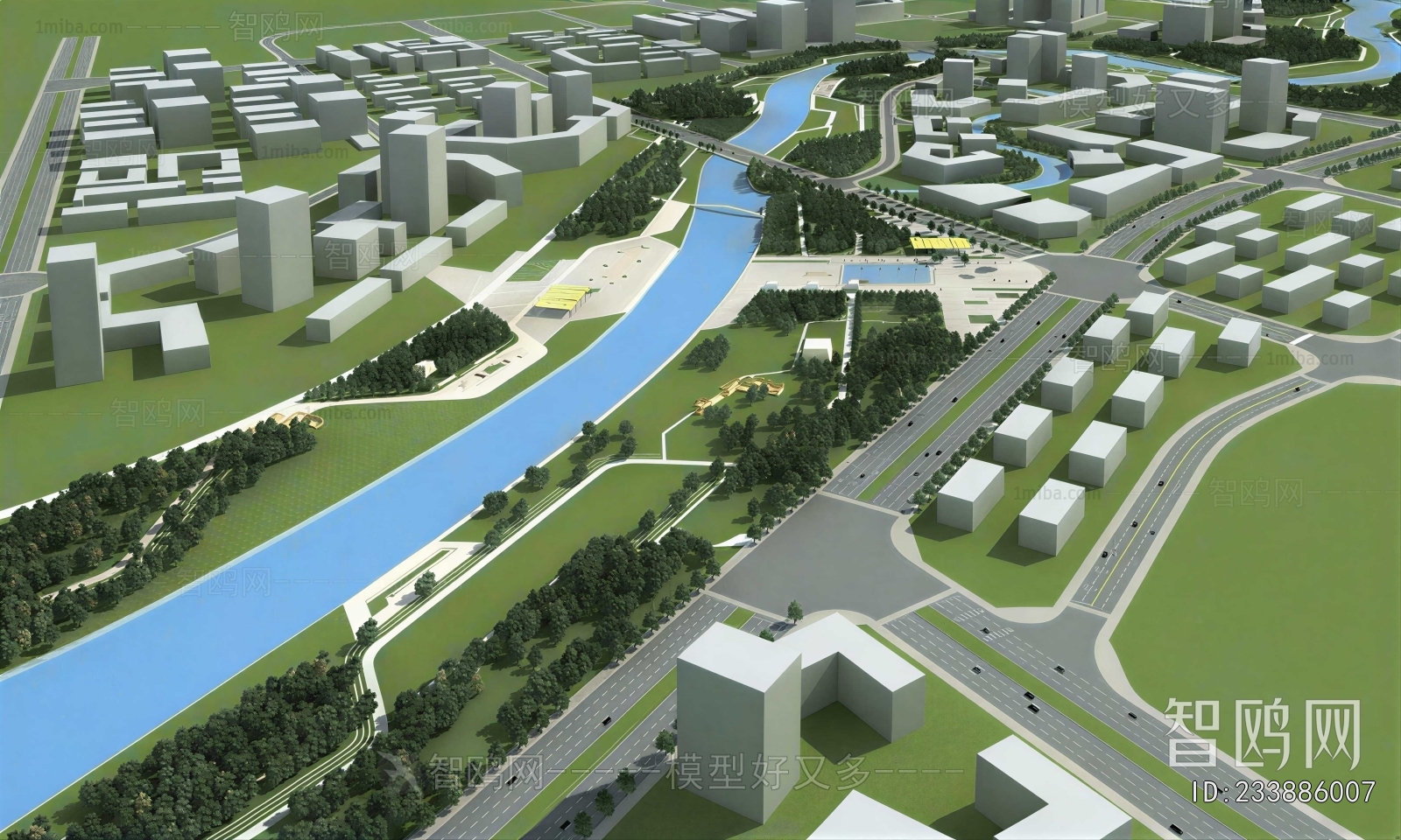 New Chinese Style Architectural Bird's-eye View Planning