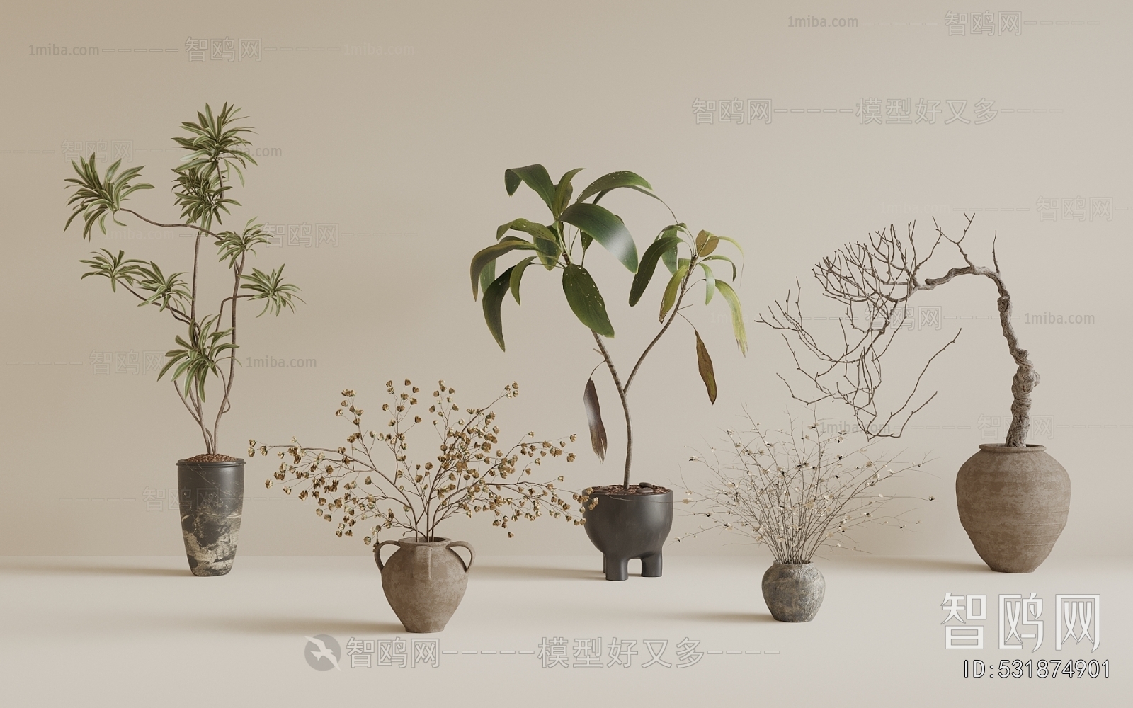 Modern Ground Green Plant Potted Plants
