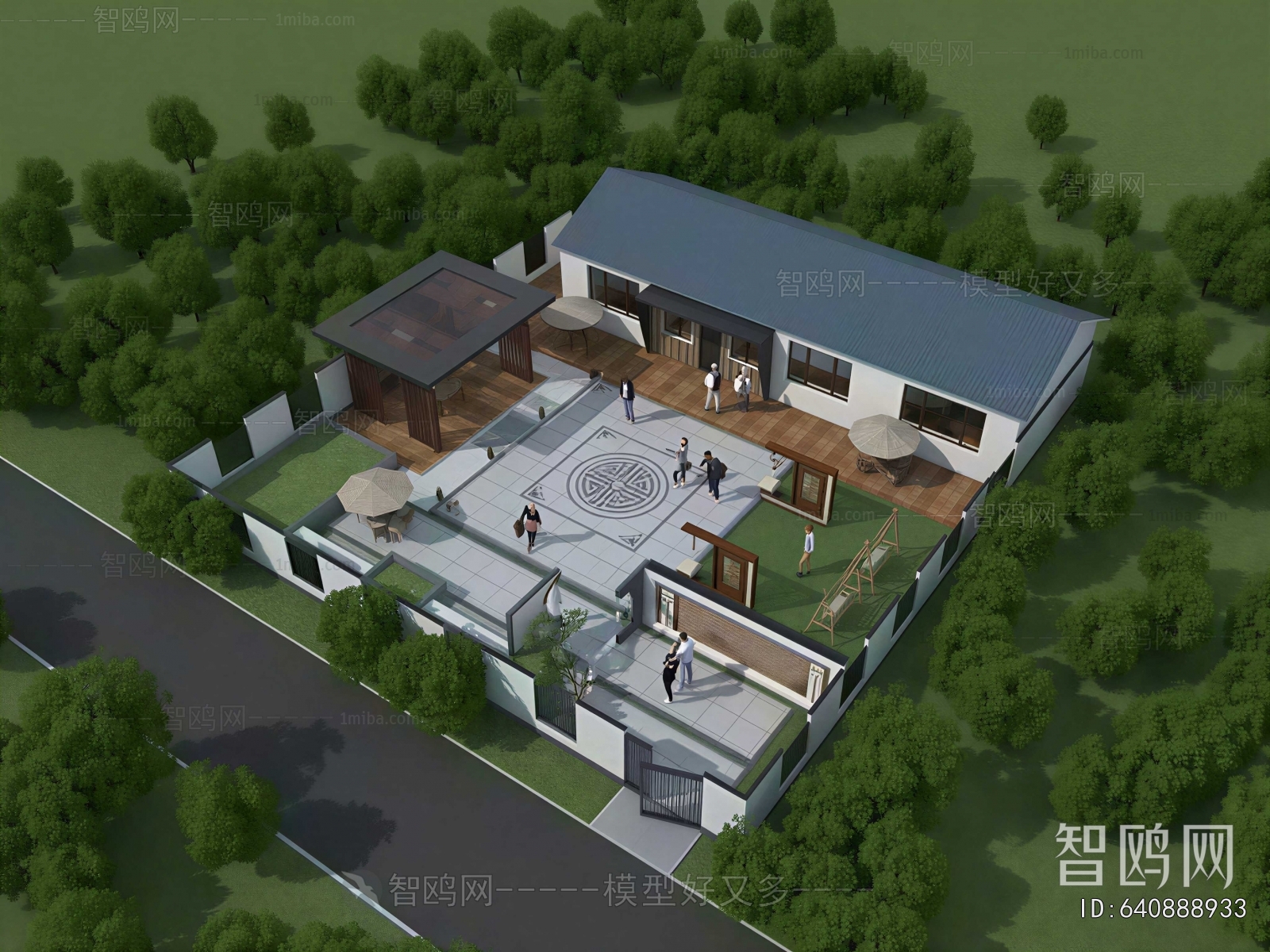 New Chinese Style Architectural Bird's-eye View Planning
