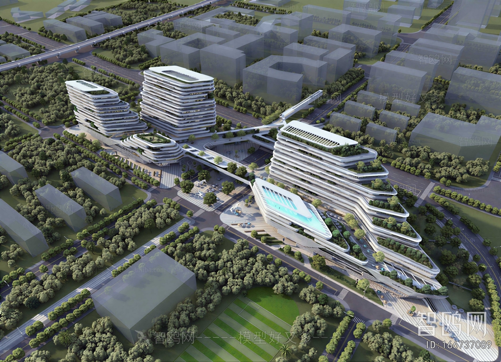 Modern Architectural Bird's-eye View Planning