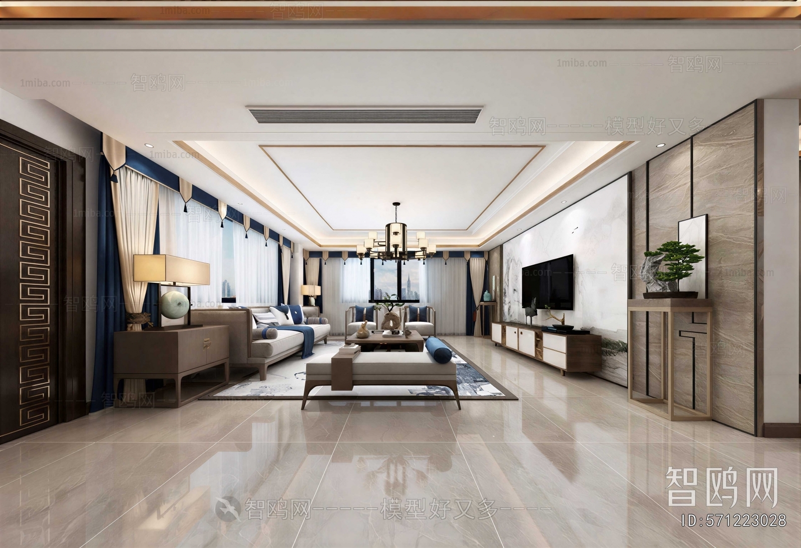 New Chinese Style A Living Room
