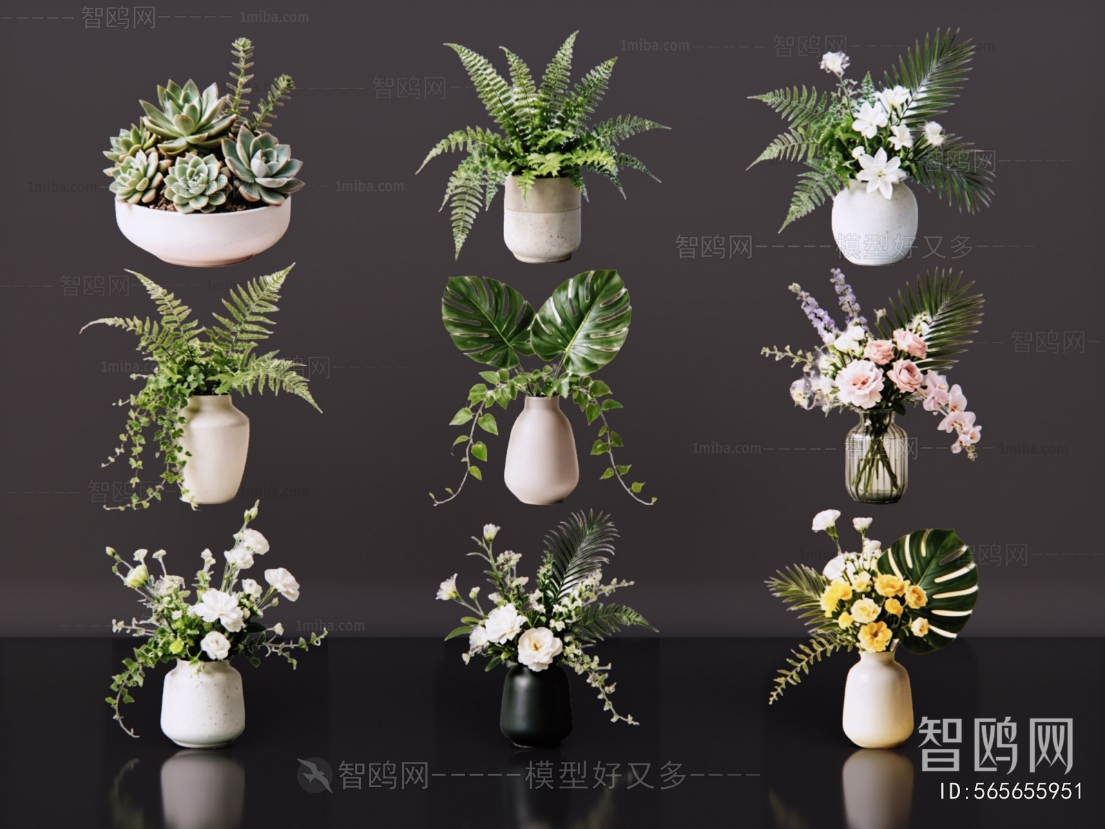 Modern Ground Green Plant Potted Plants