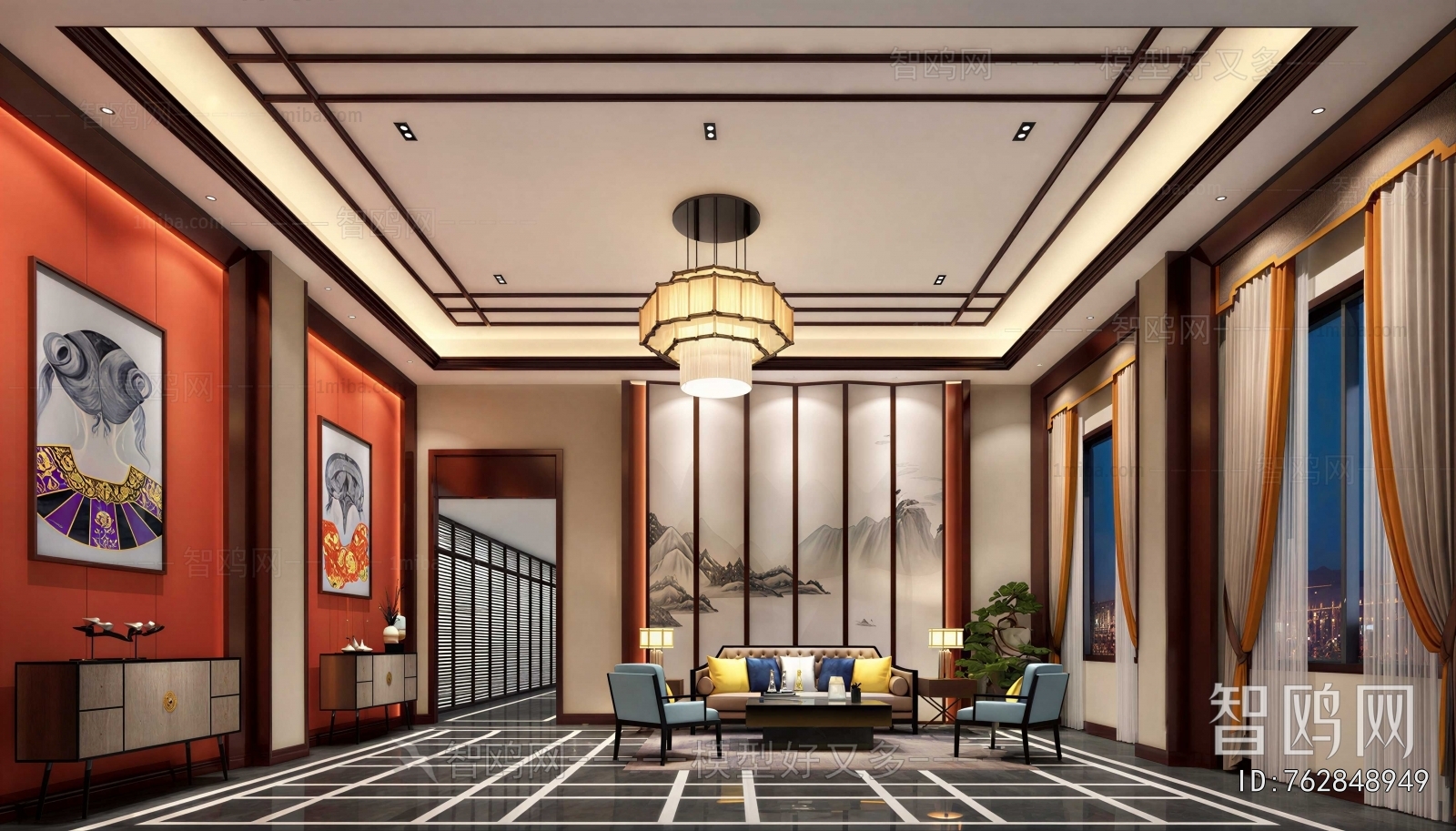 New Chinese Style A Living Room