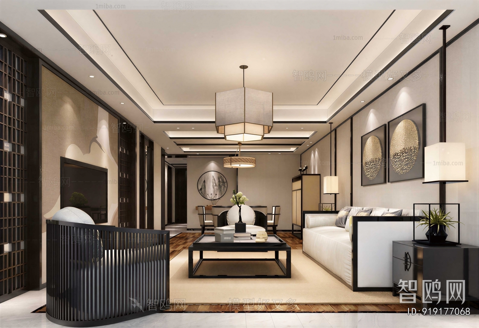 New Chinese Style A Living Room