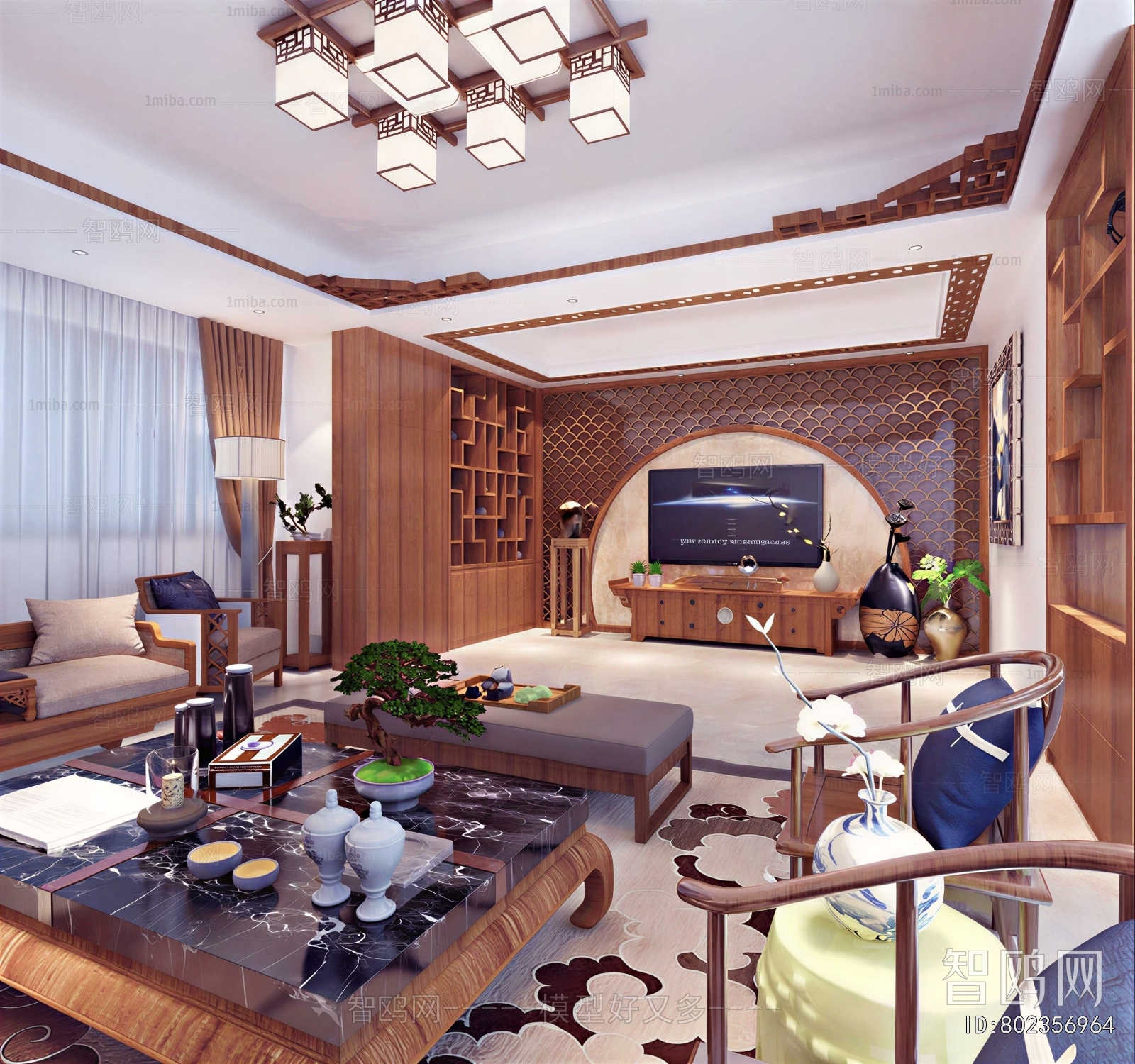 New Chinese Style A Living Room