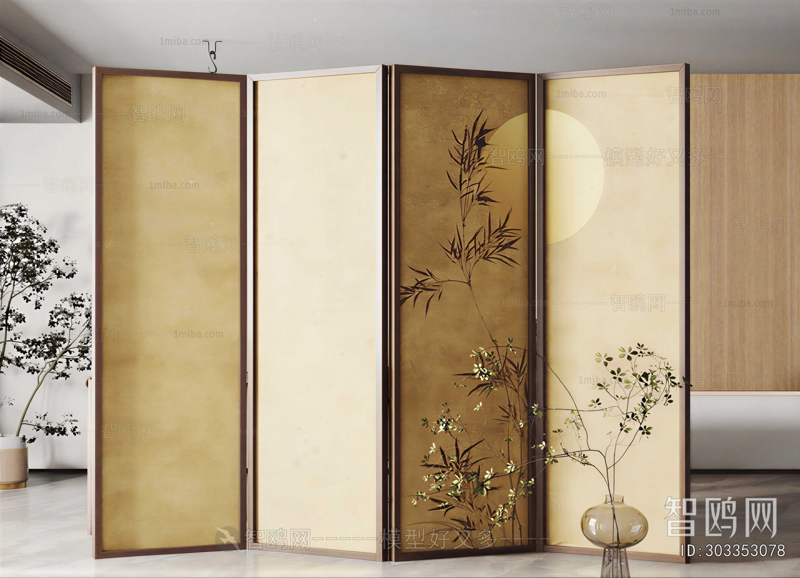 New Chinese Style Wooden Screen Partition