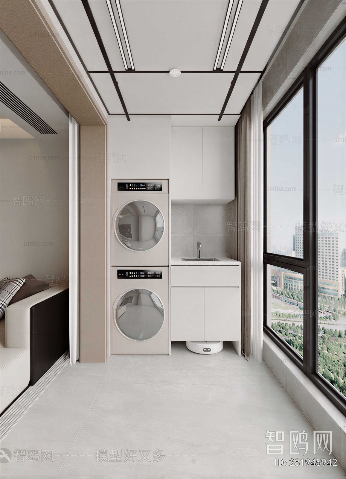 Modern Balcony Laundry Room