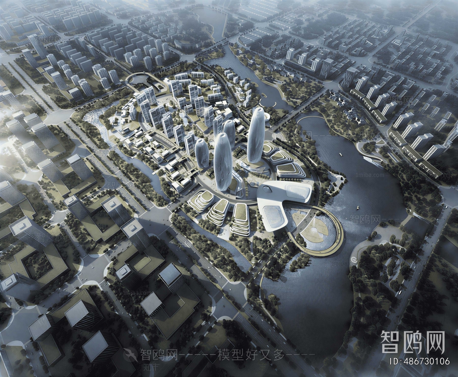 Modern Architectural Bird's-eye View Planning