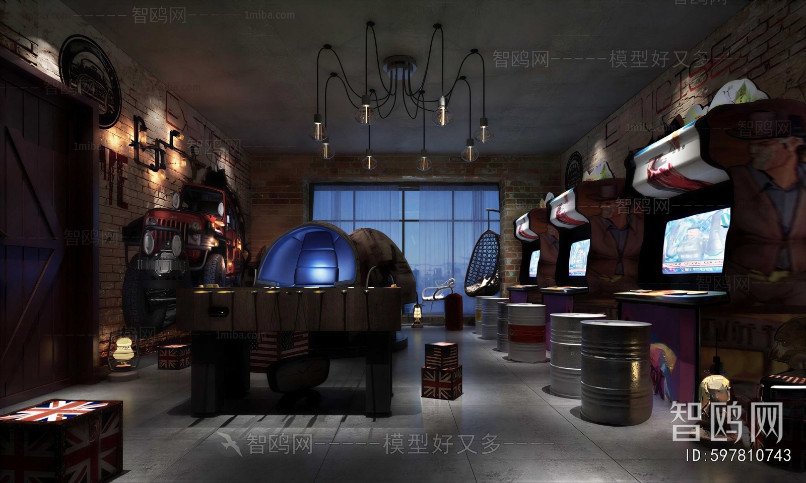 Industrial Style Game Hall