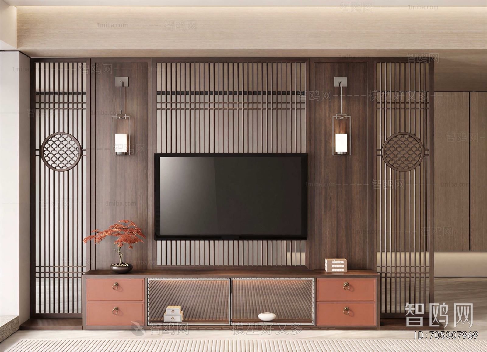 New Chinese Style TV Wall
