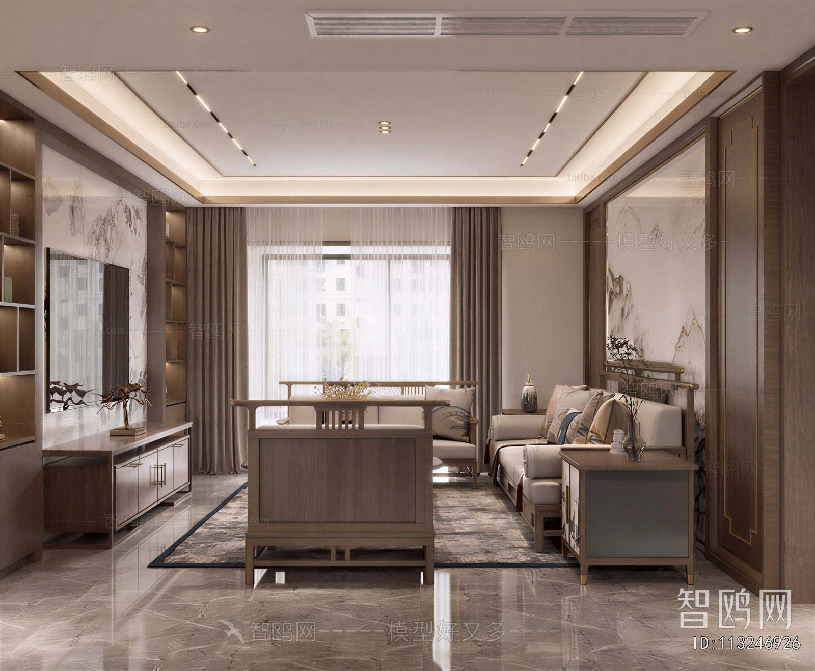 New Chinese Style A Living Room