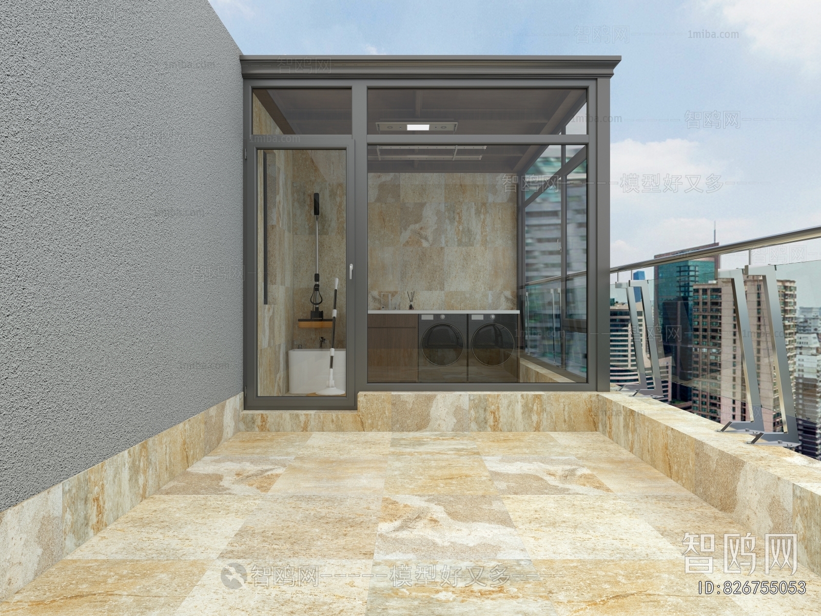Modern Balcony Laundry Room